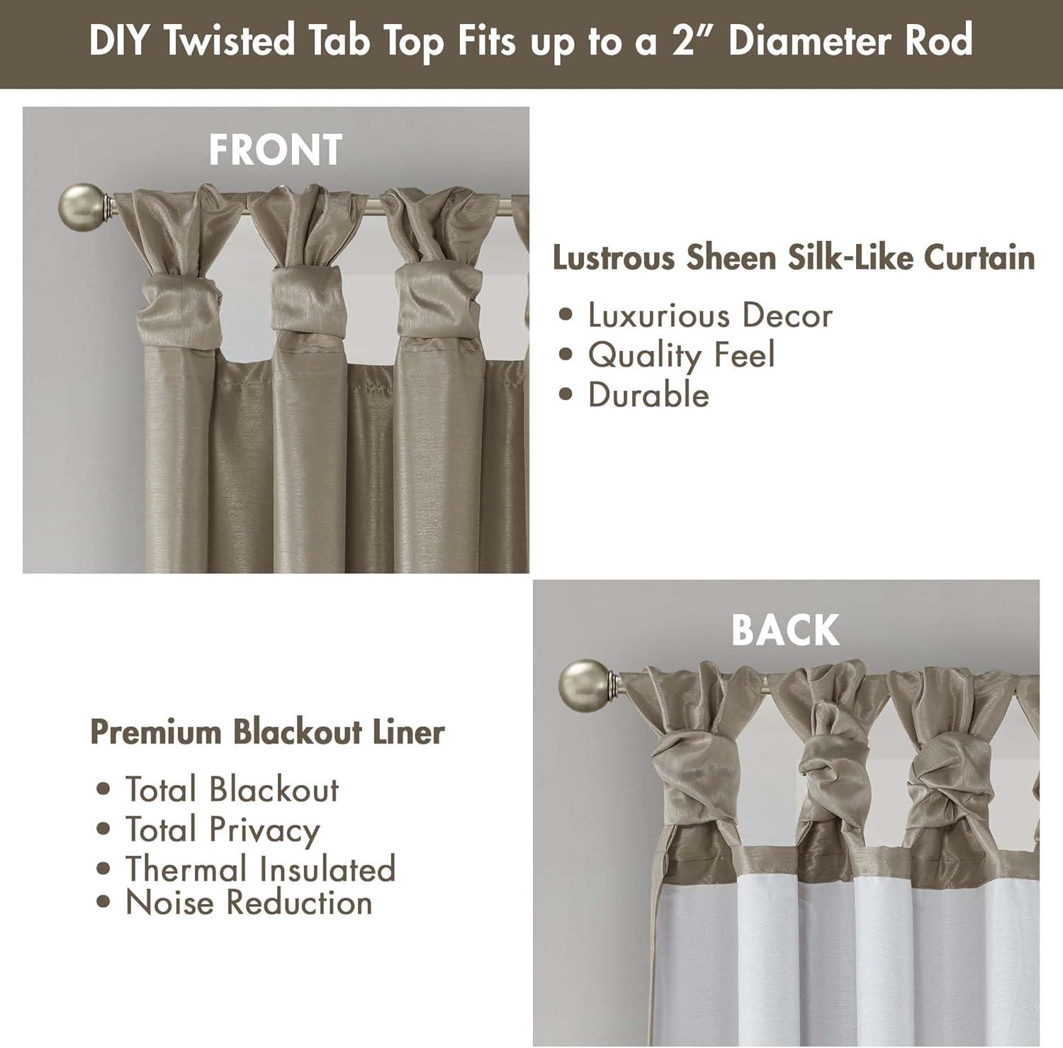 imageMadison Park Emilia Faux Silk Valance DIY Twist Tab Top Finish with Beads Window Valance Curtain for Living Room Bedroom and Dorm 26quotL x 50quotW BlushPewter