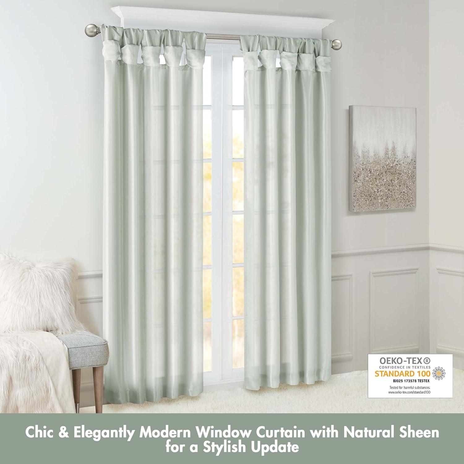imageMadison Park Emilia Faux Silk Valance DIY Twist Tab Top Finish with Beads Window Valance Curtain for Living Room Bedroom and Dorm 26quotL x 50quotW BlushDusty Aqua