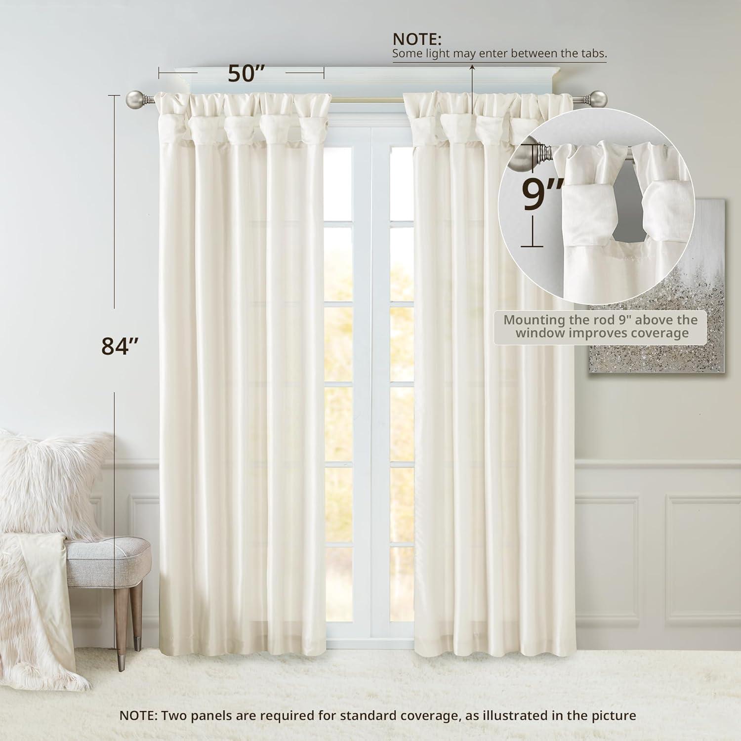 imageMadison Park Emilia Faux Silk Valance DIY Twist Tab Top Finish with Beads Window Valance Curtain for Living Room Bedroom and Dorm 26quotL x 50quotW BlushWhite