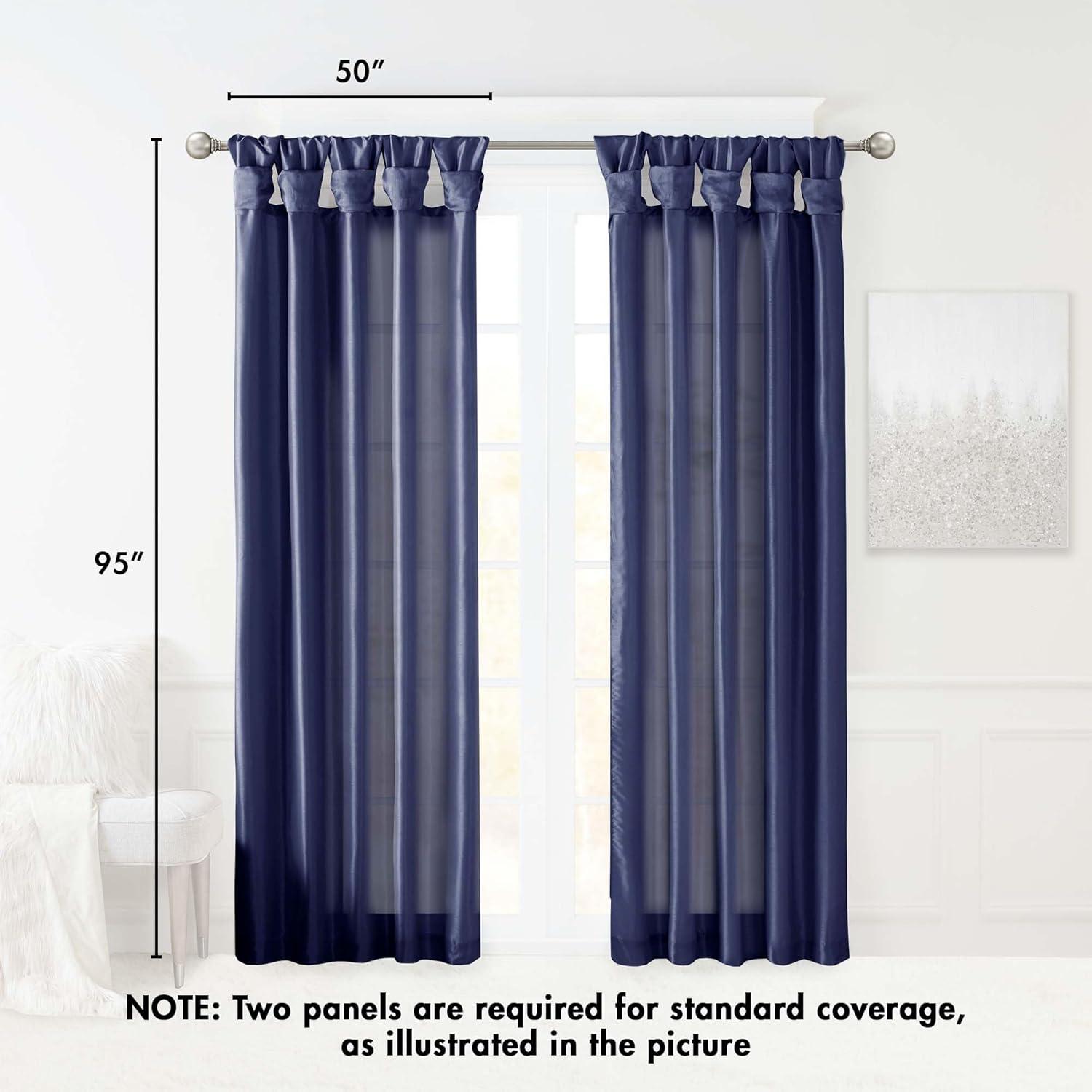 imageMadison Park Emilia Faux Silk Valance DIY Twist Tab Top Finish with Beads Window Valance Curtain for Living Room Bedroom and Dorm 26quotL x 50quotW BlushNavy