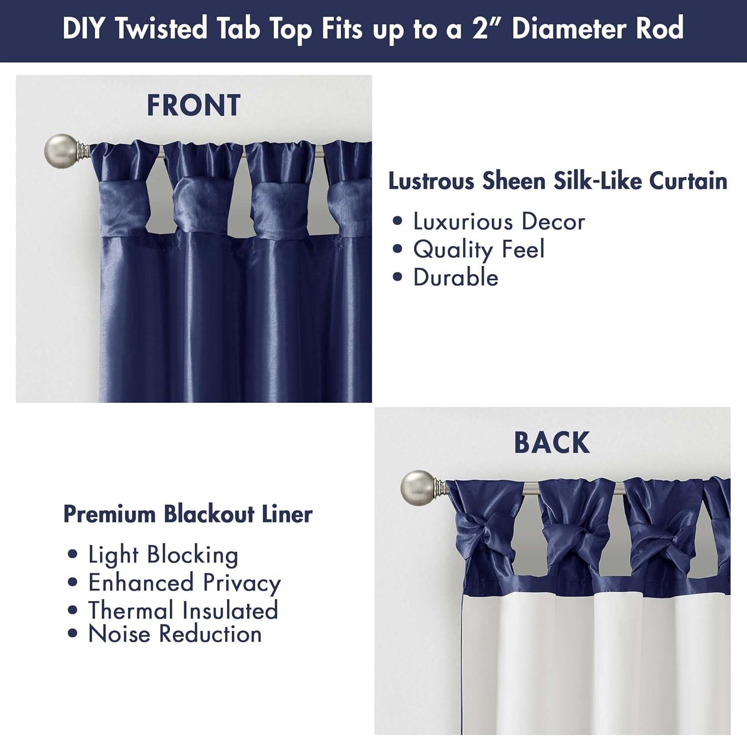 imageMadison Park Emilia Faux Silk Valance DIY Twist Tab Top Finish with Beads Window Valance Curtain for Living Room Bedroom and Dorm 26quotL x 50quotW BlushNavy