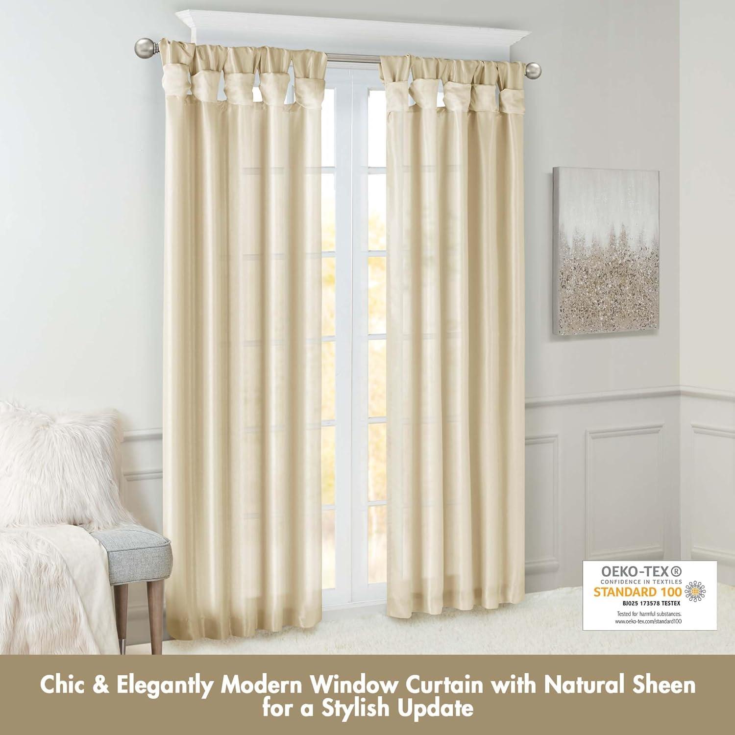imageMadison Park Emilia Faux Silk Valance DIY Twist Tab Top Finish with Beads Window Valance Curtain for Living Room Bedroom and Dorm 26quotL x 50quotW BlushChampagne