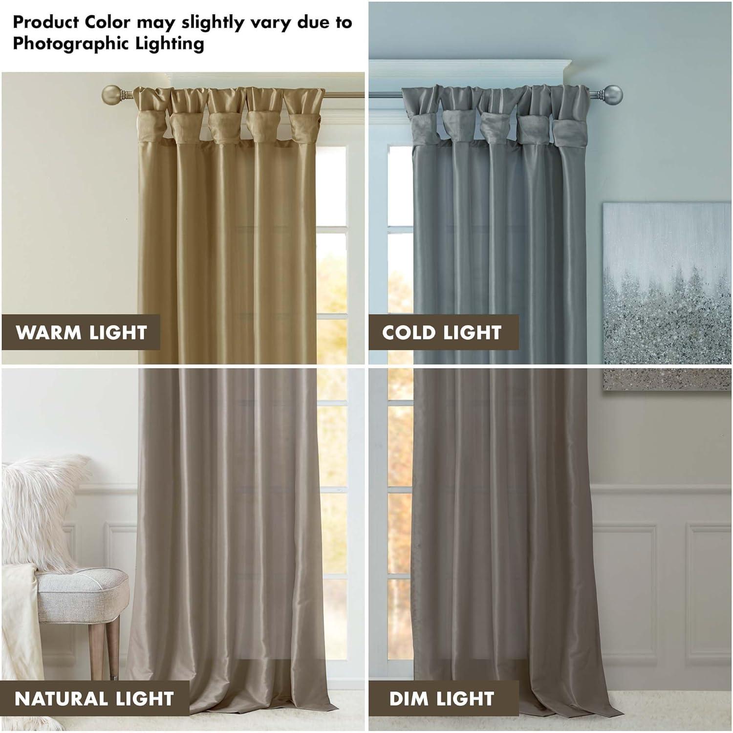 imageMadison Park Emilia Faux Silk Valance DIY Twist Tab Top Finish with Beads Window Valance Curtain for Living Room Bedroom and Dorm 26quotL x 50quotW BlushPewter