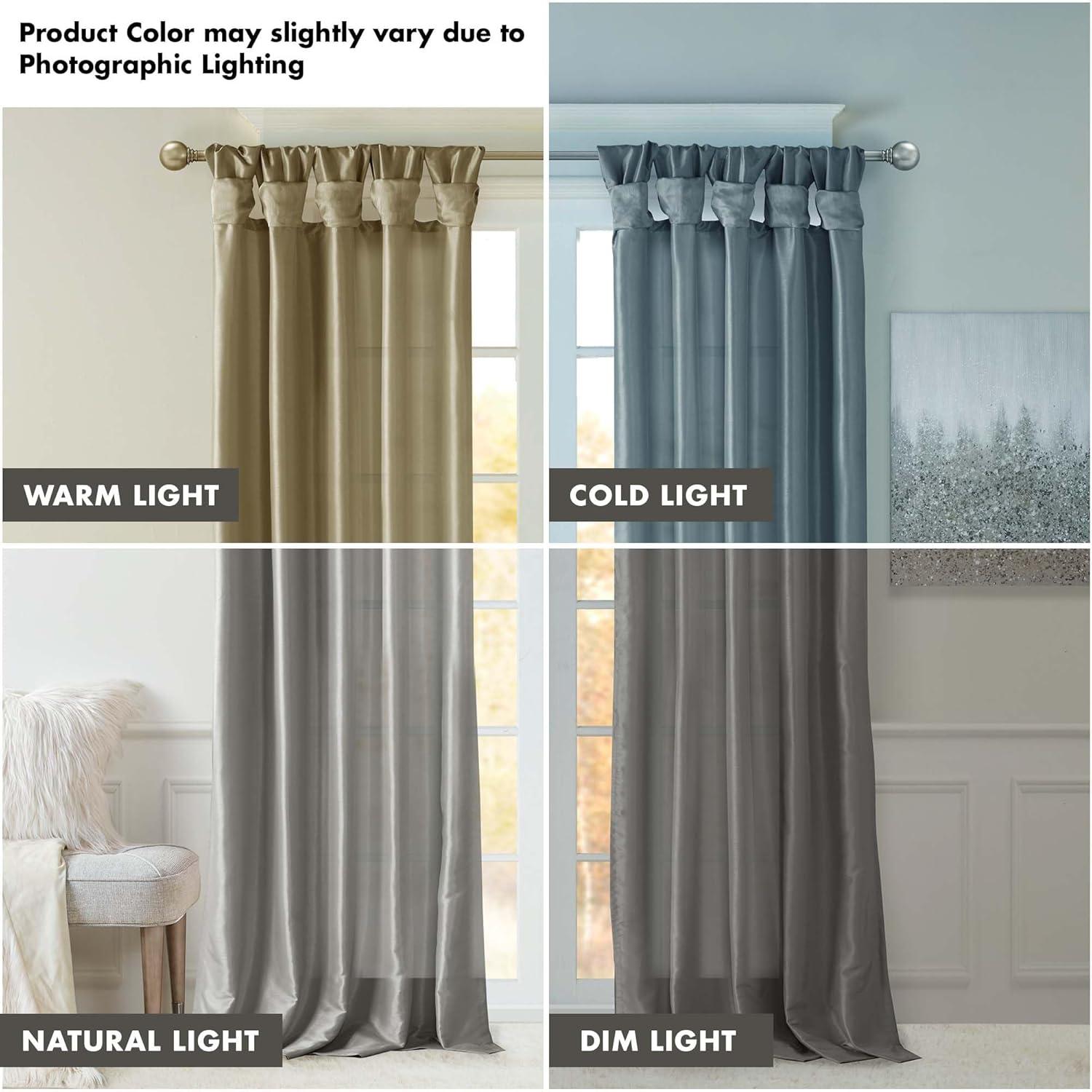 imageMadison Park Emilia Faux Silk Valance DIY Twist Tab Top Finish with Beads Window Valance Curtain for Living Room Bedroom and Dorm 26quotL x 50quotW BlushCharcoal