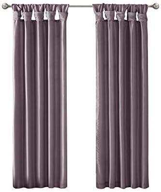 imageMadison Park Emilia Faux Silk Valance DIY Twist Tab Top Finish with Beads Window Valance Curtain for Living Room Bedroom and Dorm 26quotL x 50quotW BlushPurple