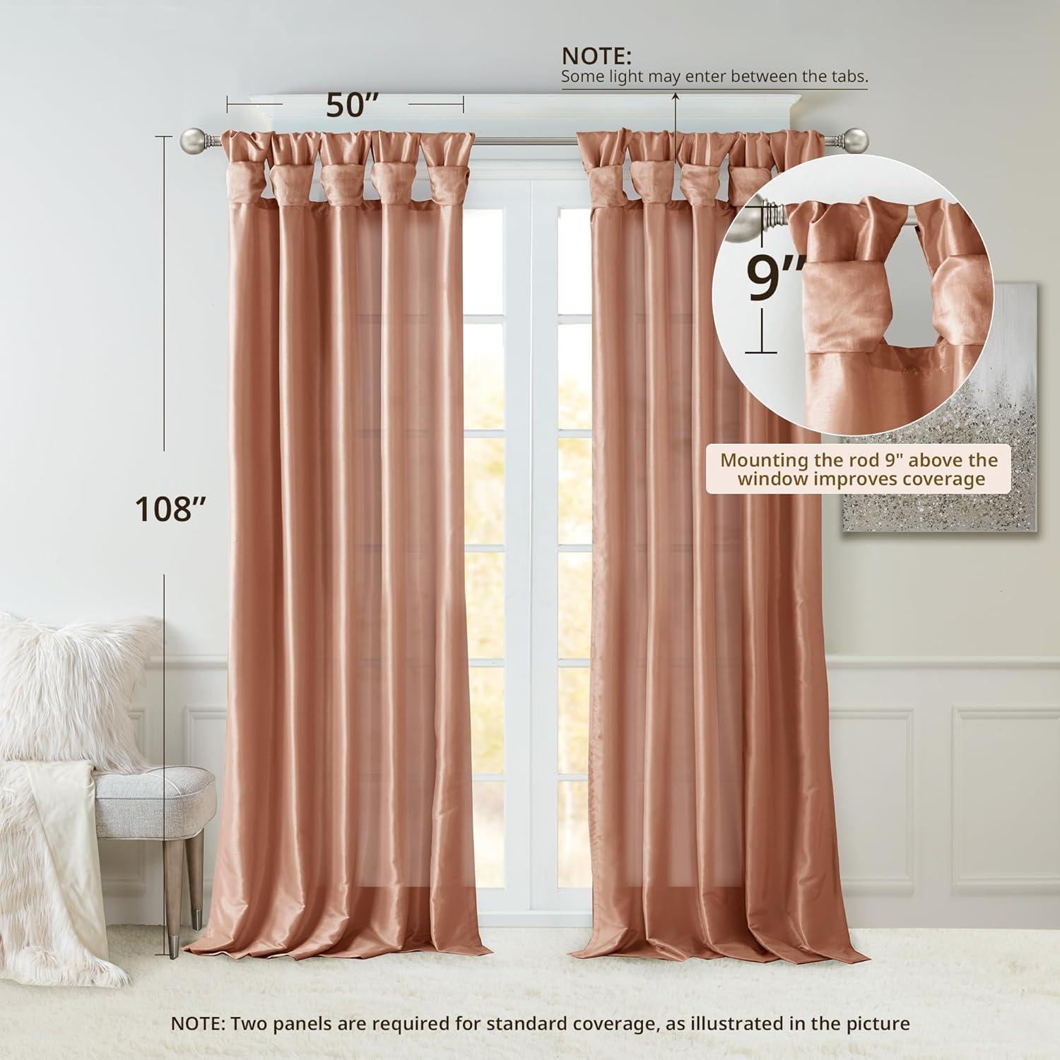 imageMadison Park Emilia Faux Silk Valance DIY Twist Tab Top Finish with Beads Window Valance Curtain for Living Room Bedroom and Dorm 26quotL x 50quotW BlushSpice