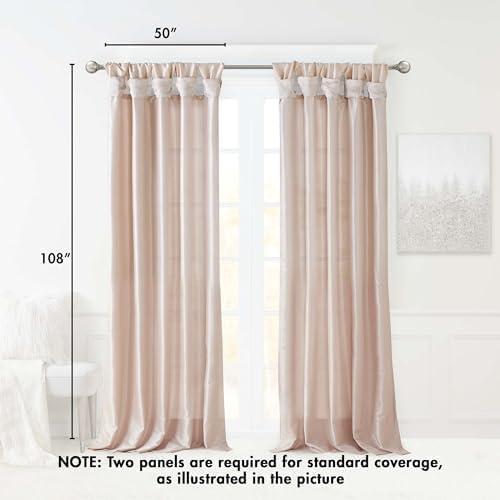 imageMadison Park Emilia Faux Silk Valance DIY Twist Tab Top Finish with Beads Window Valance Curtain for Living Room Bedroom and Dorm 26quotL x 50quotW BlushBlush