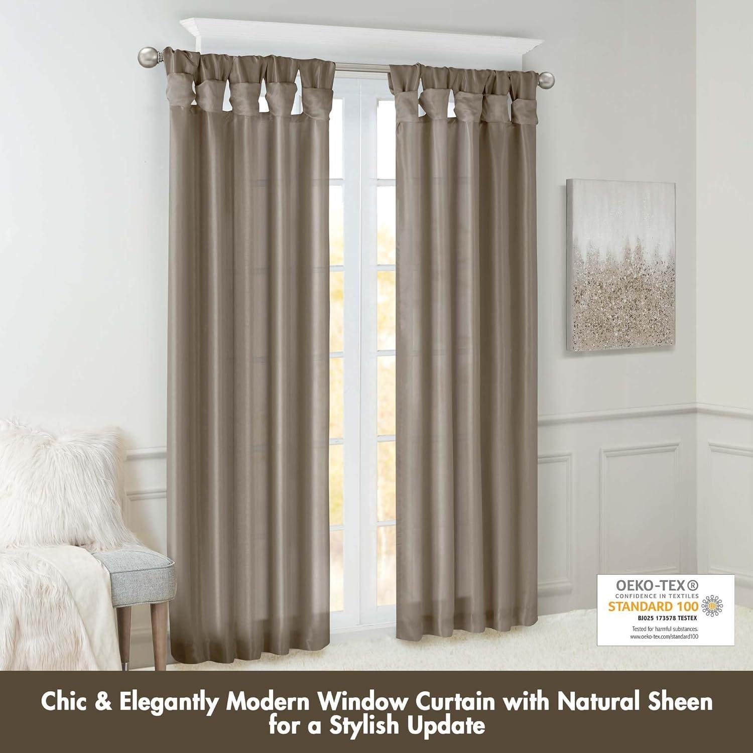 imageMadison Park Emilia Faux Silk Valance DIY Twist Tab Top Finish with Beads Window Valance Curtain for Living Room Bedroom and Dorm 26quotL x 50quotW BlushPewter