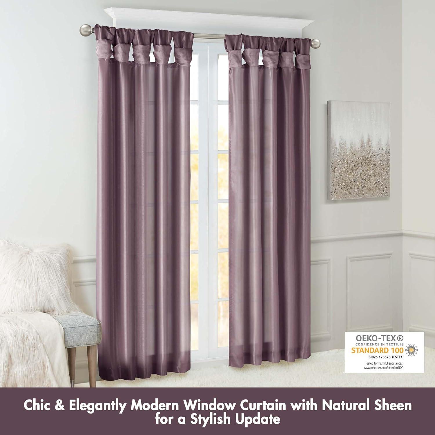 imageMadison Park Emilia Faux Silk Valance DIY Twist Tab Top Finish with Beads Window Valance Curtain for Living Room Bedroom and Dorm 26quotL x 50quotW BlushPurple