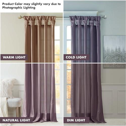 imageMadison Park Emilia Faux Silk Valance DIY Twist Tab Top Finish with Beads Window Valance Curtain for Living Room Bedroom and Dorm 26quotL x 50quotW BlushPurple