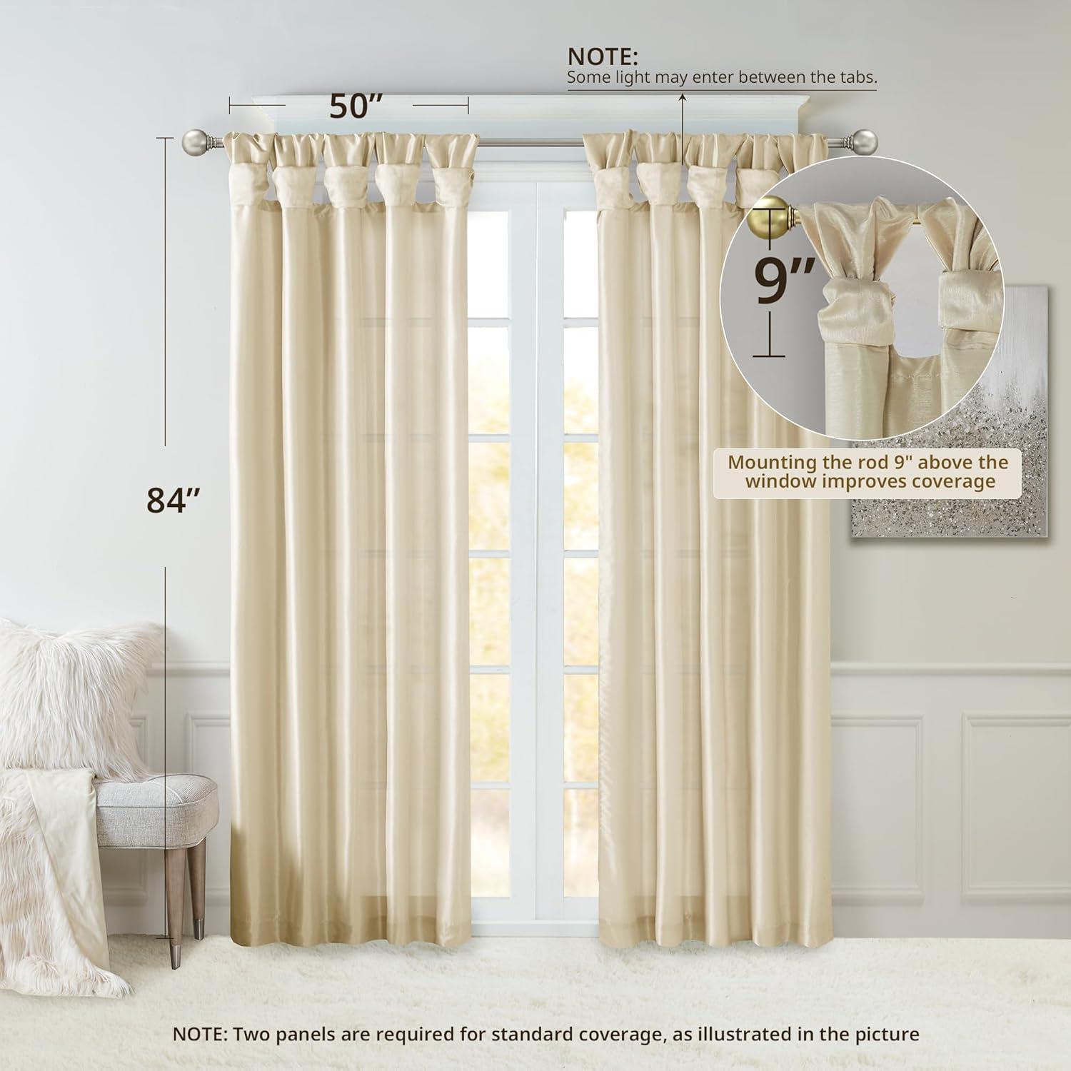imageMadison Park Emilia Faux Silk Valance DIY Twist Tab Top Finish with Beads Window Valance Curtain for Living Room Bedroom and Dorm 26quotL x 50quotW BlushChampagne