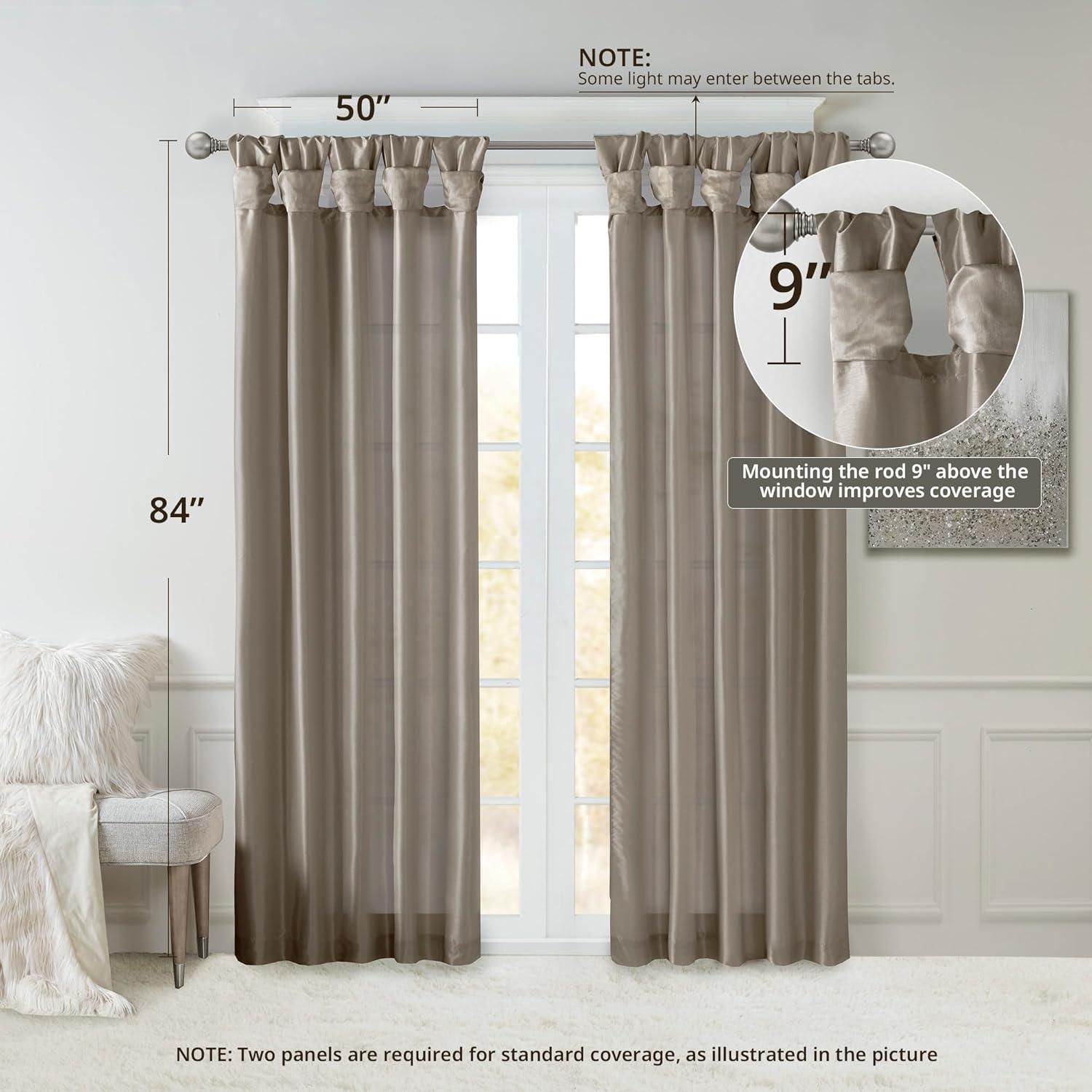 imageMadison Park Emilia Faux Silk Valance DIY Twist Tab Top Finish with Beads Window Valance Curtain for Living Room Bedroom and Dorm 26quotL x 50quotW BlushPewter