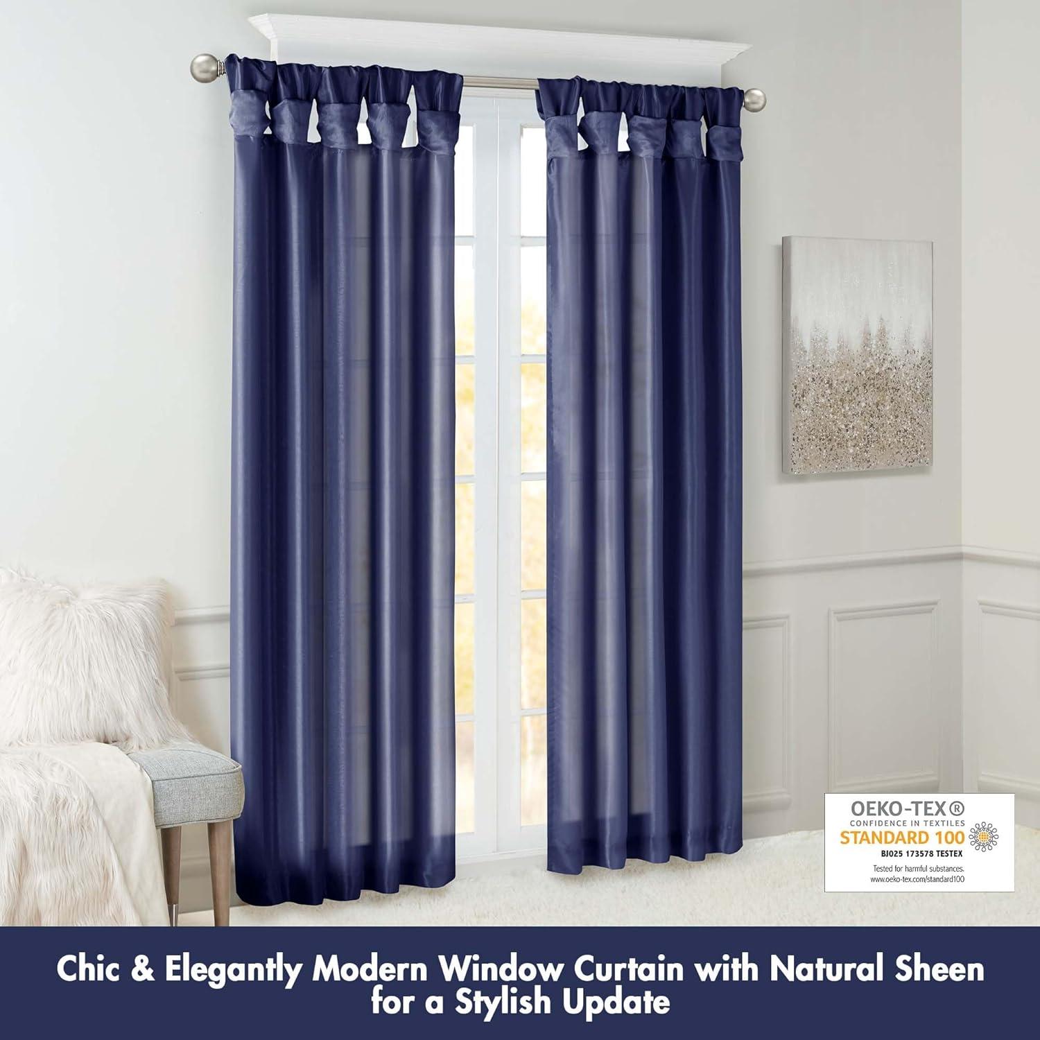 imageMadison Park Emilia Faux Silk Valance DIY Twist Tab Top Finish with Beads Window Valance Curtain for Living Room Bedroom and Dorm 26quotL x 50quotW BlushNavy