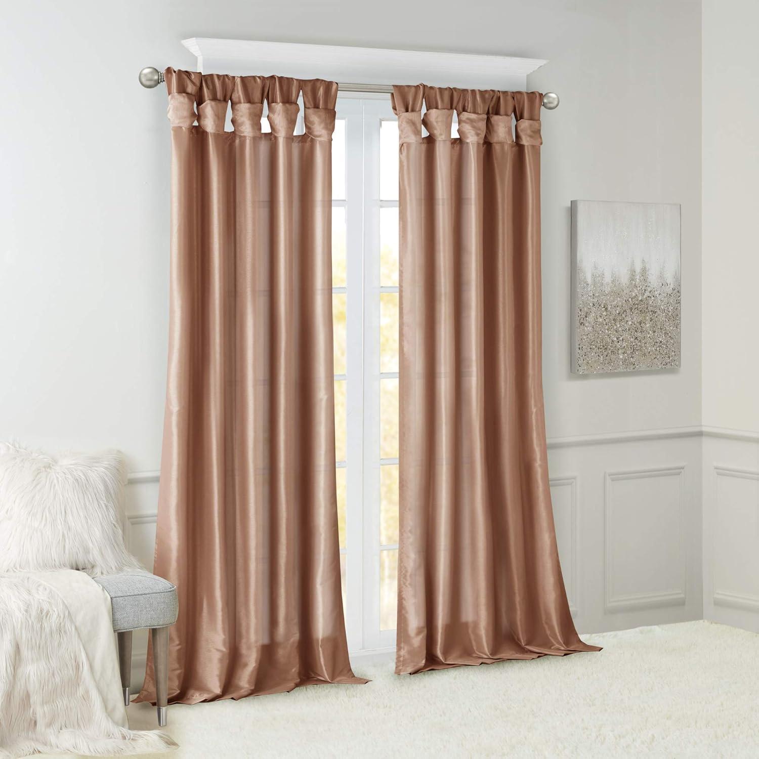 imageMadison Park Emilia Faux Silk Valance DIY Twist Tab Top Finish with Beads Window Valance Curtain for Living Room Bedroom and Dorm 26quotL x 50quotW BlushSpice