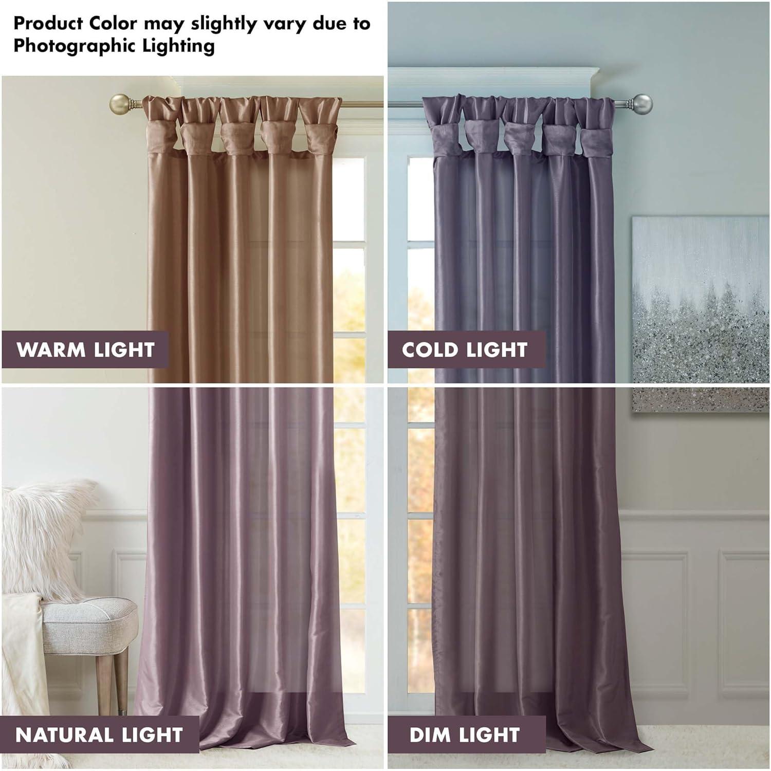 imageMadison Park Emilia Faux Silk Valance DIY Twist Tab Top Finish with Beads Window Valance Curtain for Living Room Bedroom and Dorm 26quotL x 50quotW BlushPurple