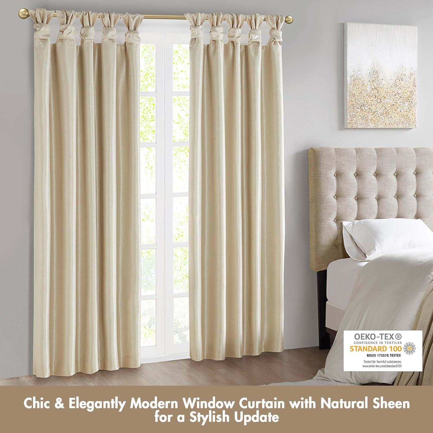 imageMadison Park Emilia Faux Silk Valance DIY Twist Tab Top Finish with Beads Window Valance Curtain for Living Room Bedroom and Dorm 26quotL x 50quotW BlushChampagne