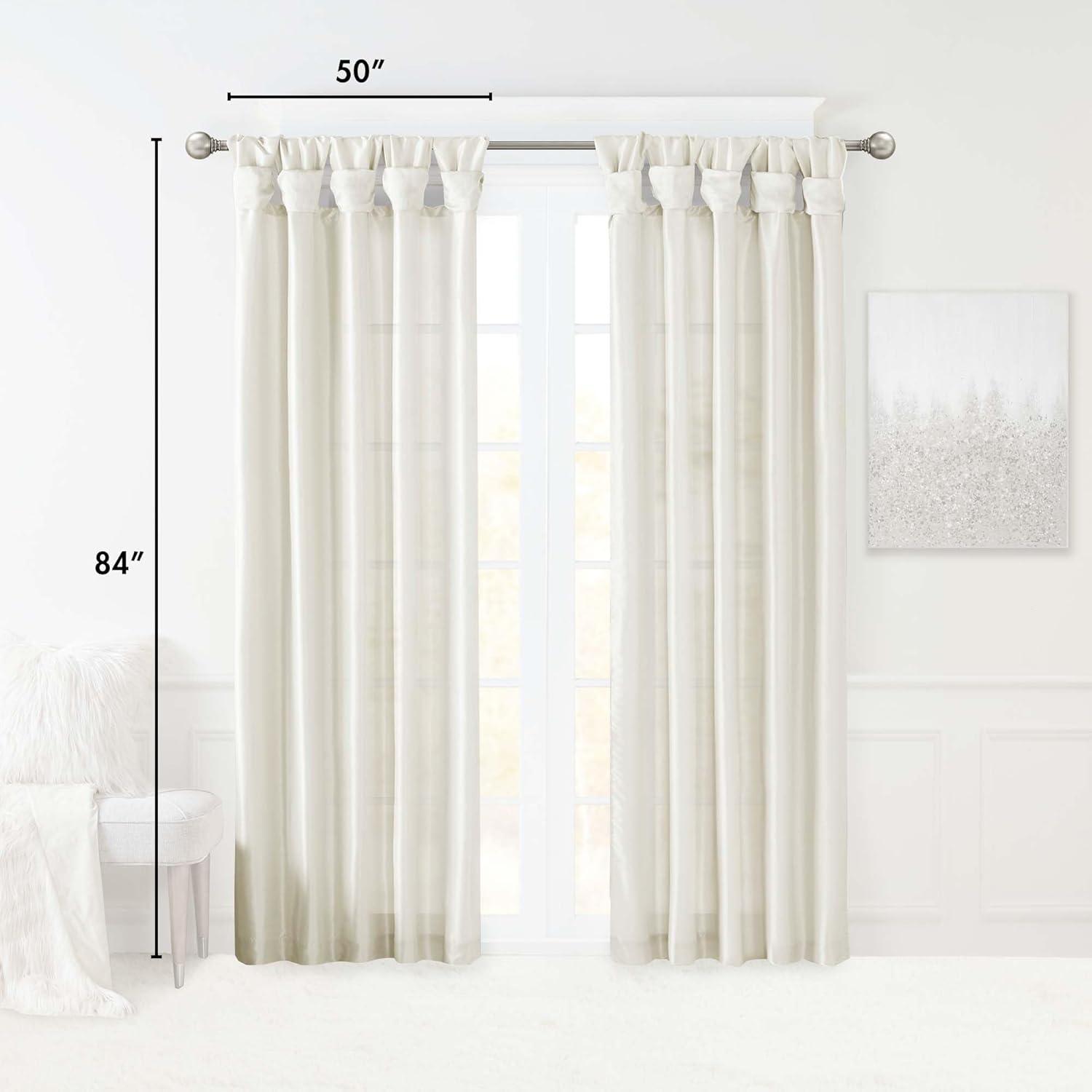 imageMadison Park Emilia Faux Silk Valance DIY Twist Tab Top Finish with Beads Window Valance Curtain for Living Room Bedroom and Dorm 26quotL x 50quotW BlushWhite