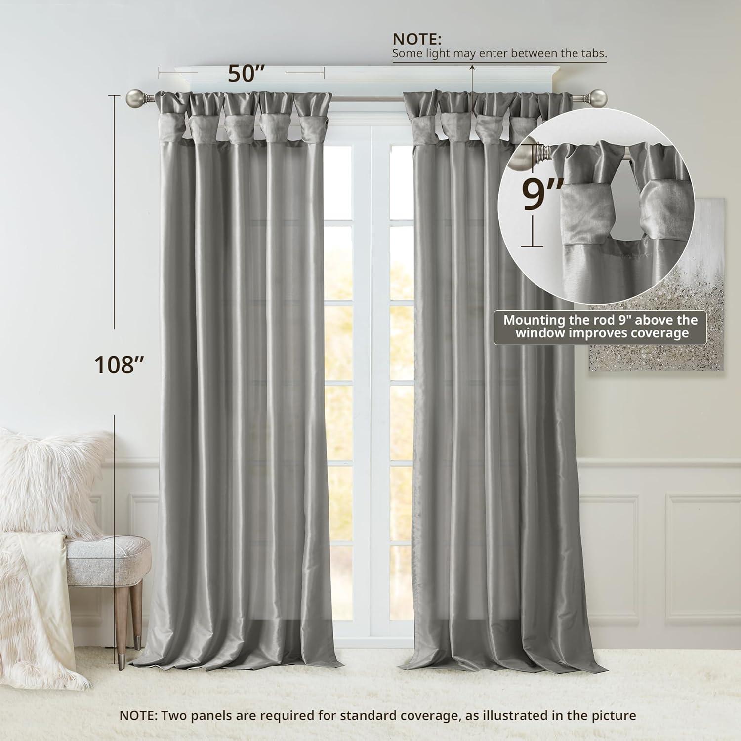 imageMadison Park Emilia Faux Silk Valance DIY Twist Tab Top Finish with Beads Window Valance Curtain for Living Room Bedroom and Dorm 26quotL x 50quotW BlushCharcoal