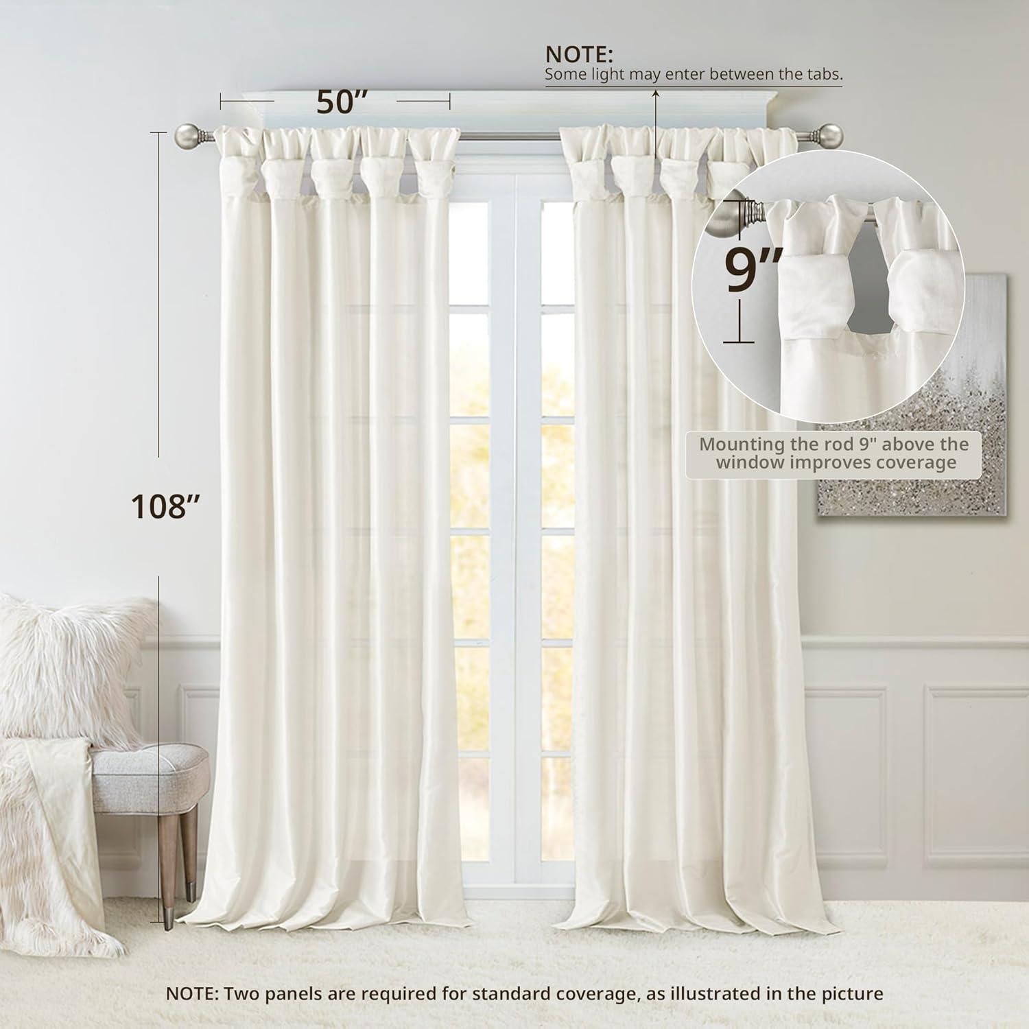 imageMadison Park Emilia Faux Silk Valance DIY Twist Tab Top Finish with Beads Window Valance Curtain for Living Room Bedroom and Dorm 26quotL x 50quotW BlushWhite