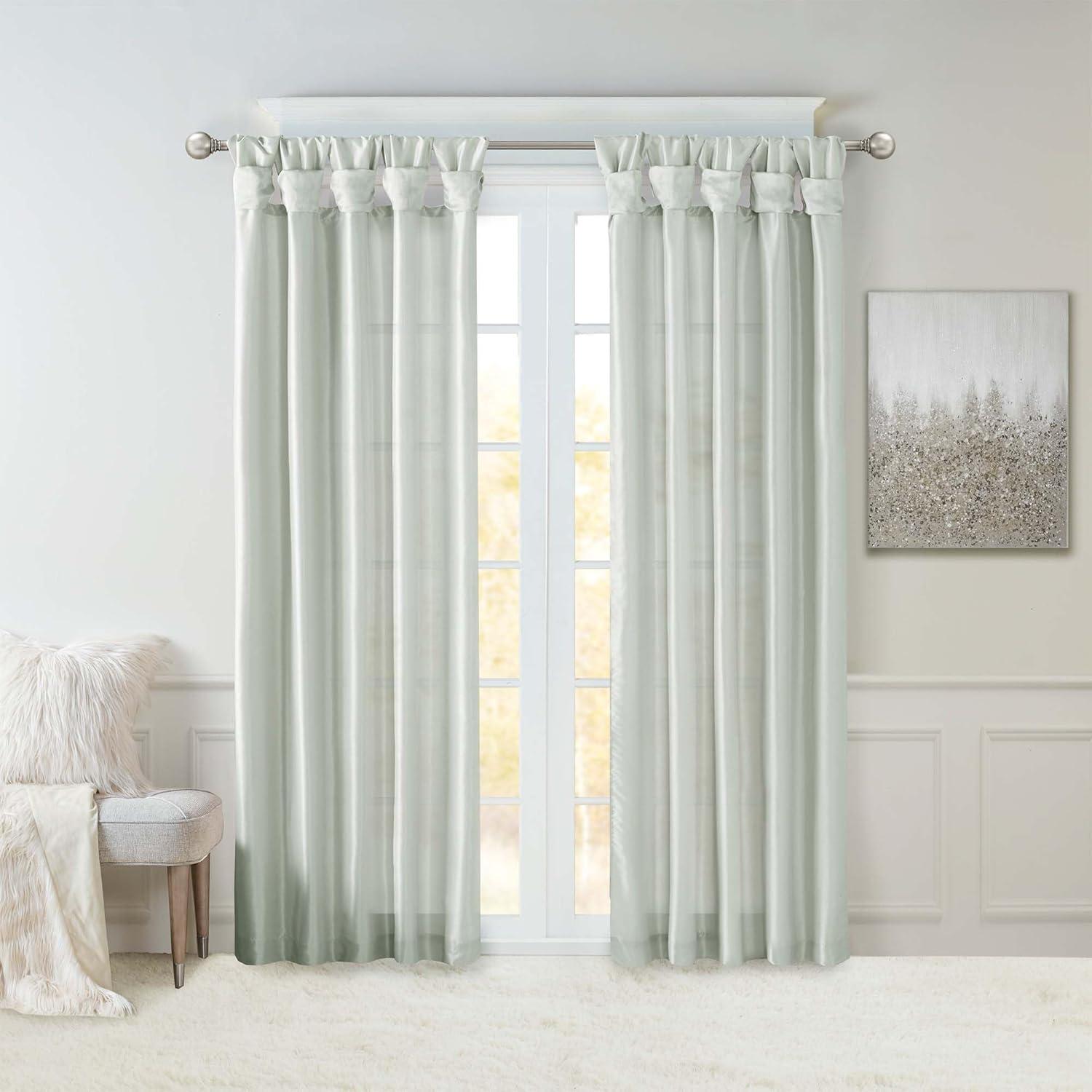 imageMadison Park Emilia Faux Silk Valance DIY Twist Tab Top Finish with Beads Window Valance Curtain for Living Room Bedroom and Dorm 26quotL x 50quotW BlushDusty Aqua