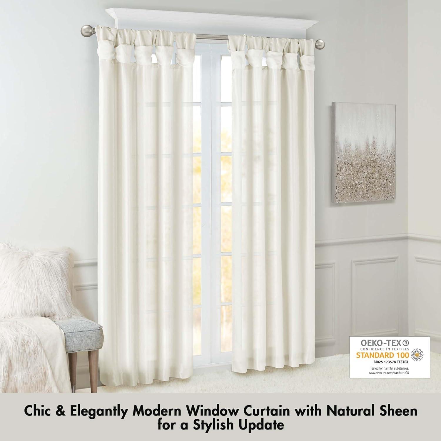 imageMadison Park Emilia Faux Silk Valance DIY Twist Tab Top Finish with Beads Window Valance Curtain for Living Room Bedroom and Dorm 26quotL x 50quotW BlushWhite