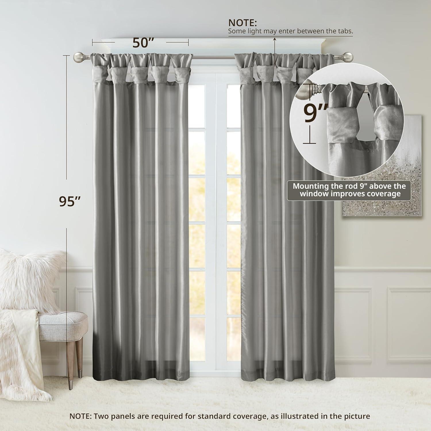 imageMadison Park Emilia Faux Silk Valance DIY Twist Tab Top Finish with Beads Window Valance Curtain for Living Room Bedroom and Dorm 26quotL x 50quotW BlushCharcoal