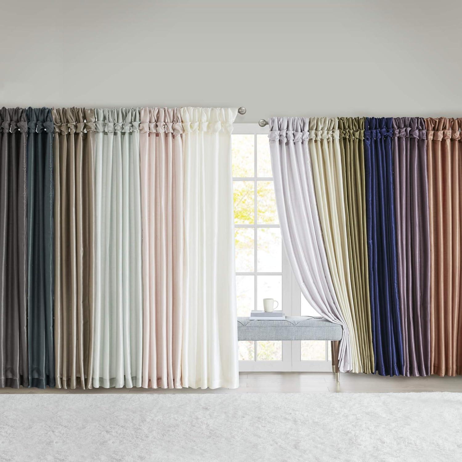 imageMadison Park Emilia Faux Silk Valance DIY Twist Tab Top Finish with Beads Window Valance Curtain for Living Room Bedroom and Dorm 26quotL x 50quotW BlushPurple