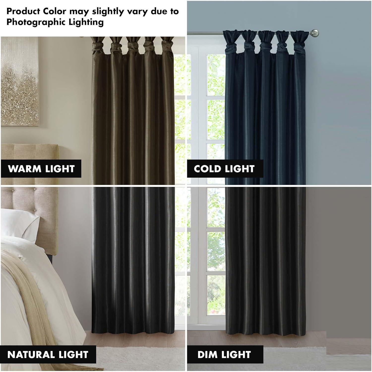 imageMadison Park Emilia Faux Silk Valance DIY Twist Tab Top Finish with Beads Window Valance Curtain for Living Room Bedroom and Dorm 26quotL x 50quotW BlushBlack