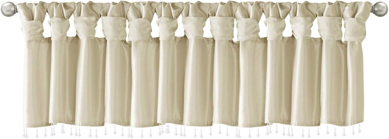 imageMadison Park Emilia Faux Silk Valance DIY Twist Tab Top Finish with Beads Window Valance Curtain for Living Room Bedroom and Dorm 26quotL x 50quotW BlushChampagne