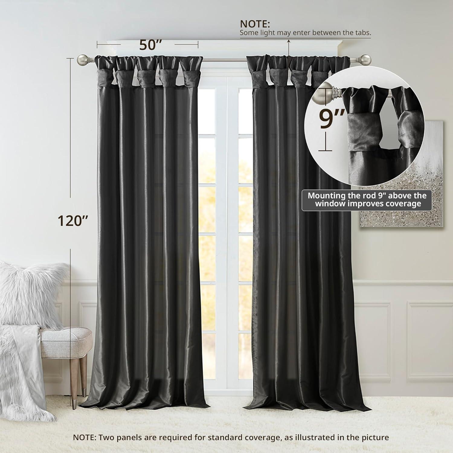 imageMadison Park Emilia Faux Silk Valance DIY Twist Tab Top Finish with Beads Window Valance Curtain for Living Room Bedroom and Dorm 26quotL x 50quotW BlushBlack