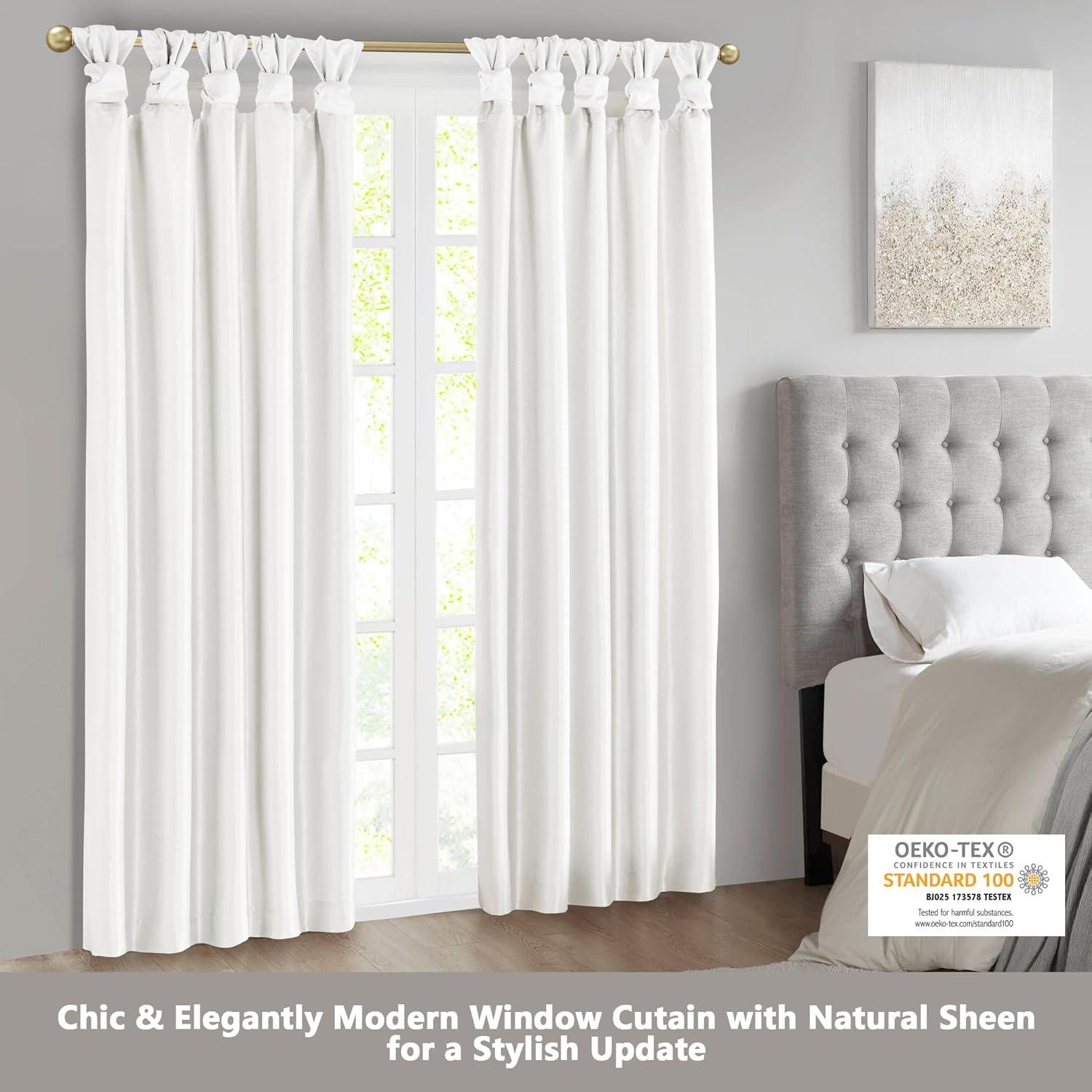 imageMadison Park Emilia Faux Silk Valance DIY Twist Tab Top Finish with Beads Window Valance Curtain for Living Room Bedroom and Dorm 26quotL x 50quotW BlushWhite