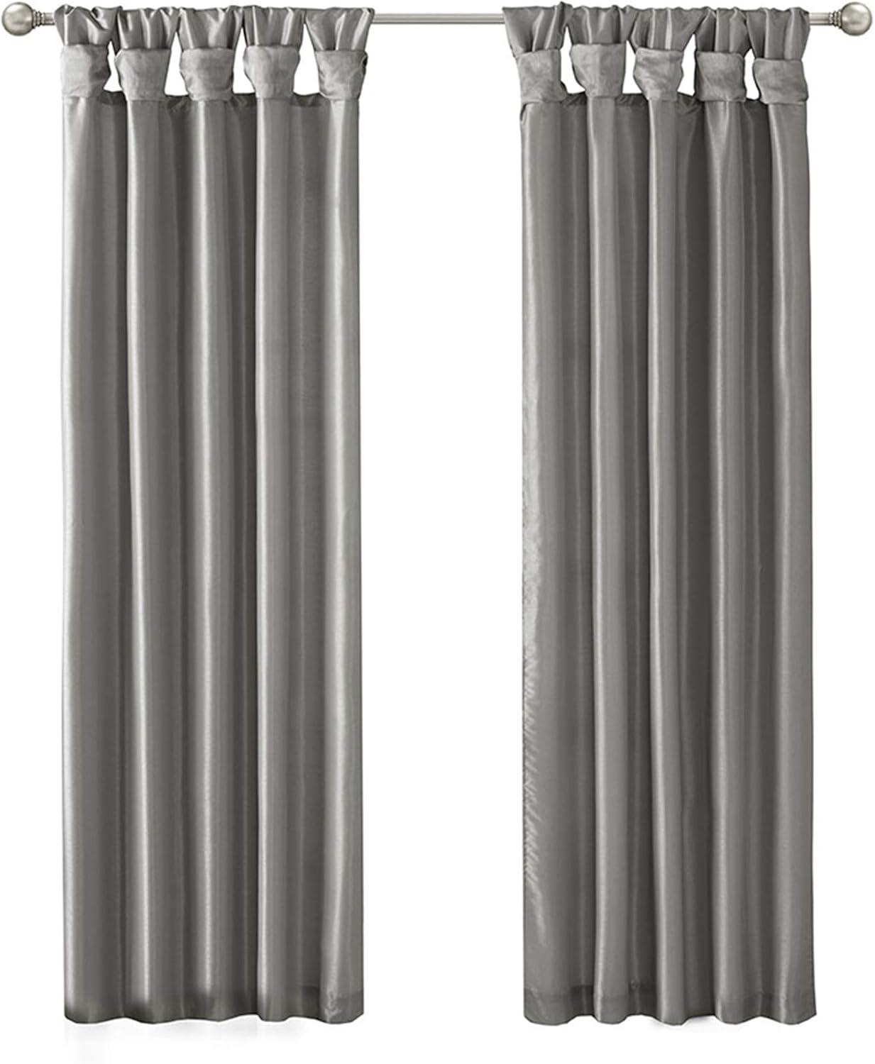 imageMadison Park Emilia Faux Silk Valance DIY Twist Tab Top Finish with Beads Window Valance Curtain for Living Room Bedroom and Dorm 26quotL x 50quotW BlushCharcoal