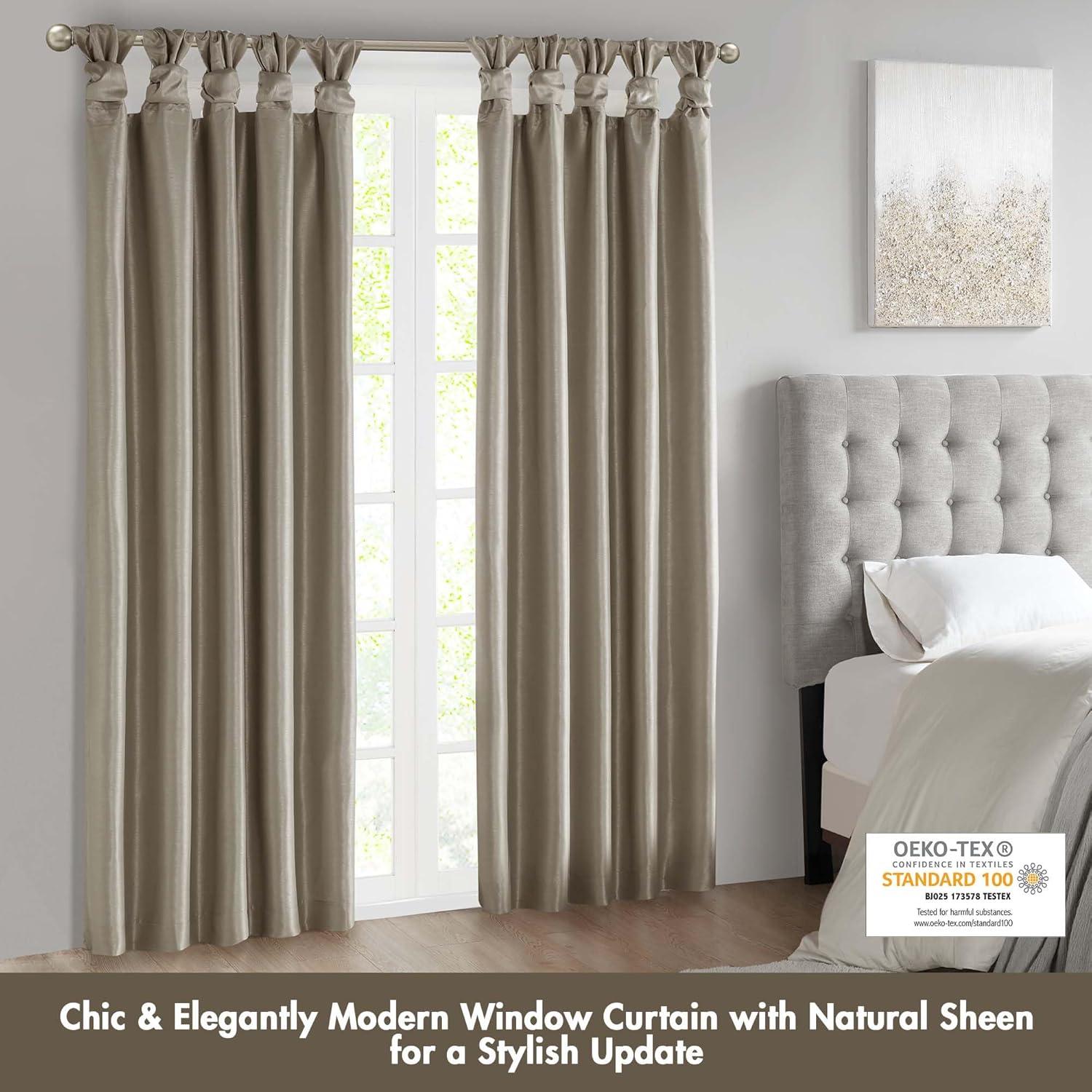 imageMadison Park Emilia Faux Silk Valance DIY Twist Tab Top Finish with Beads Window Valance Curtain for Living Room Bedroom and Dorm 26quotL x 50quotW BlushPewter