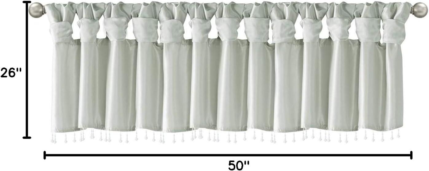 imageMadison Park Emilia Faux Silk Valance DIY Twist Tab Top Finish with Beads Window Valance Curtain for Living Room Bedroom and Dorm 26quotL x 50quotW BlushDusty Aqua