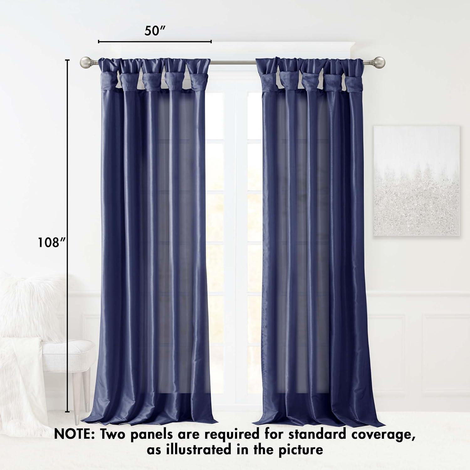 imageMadison Park Emilia Faux Silk Valance DIY Twist Tab Top Finish with Beads Window Valance Curtain for Living Room Bedroom and Dorm 26quotL x 50quotW BlushNavy