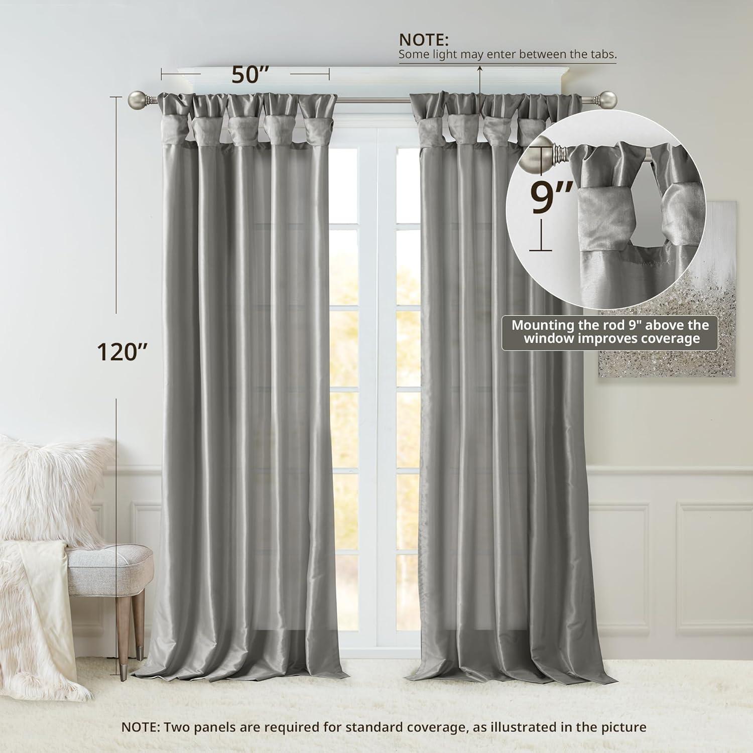 imageMadison Park Emilia Faux Silk Valance DIY Twist Tab Top Finish with Beads Window Valance Curtain for Living Room Bedroom and Dorm 26quotL x 50quotW BlushCharcoal