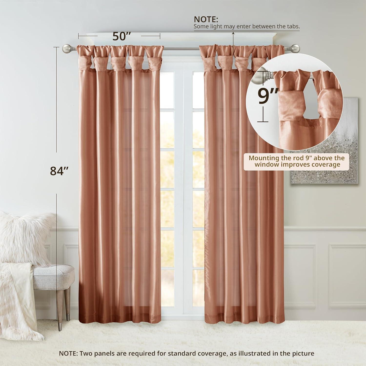 imageMadison Park Emilia Faux Silk Valance DIY Twist Tab Top Finish with Beads Window Valance Curtain for Living Room Bedroom and Dorm 26quotL x 50quotW BlushSpice