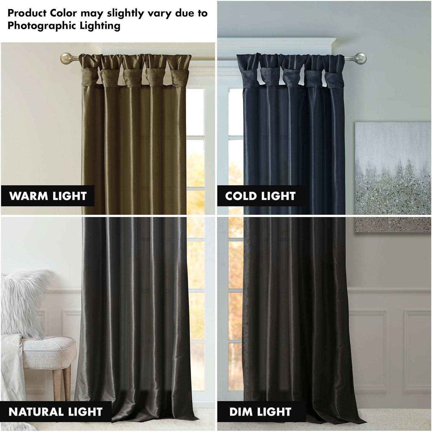 imageMadison Park Emilia Faux Silk Valance DIY Twist Tab Top Finish with Beads Window Valance Curtain for Living Room Bedroom and Dorm 26quotL x 50quotW BlushBlack