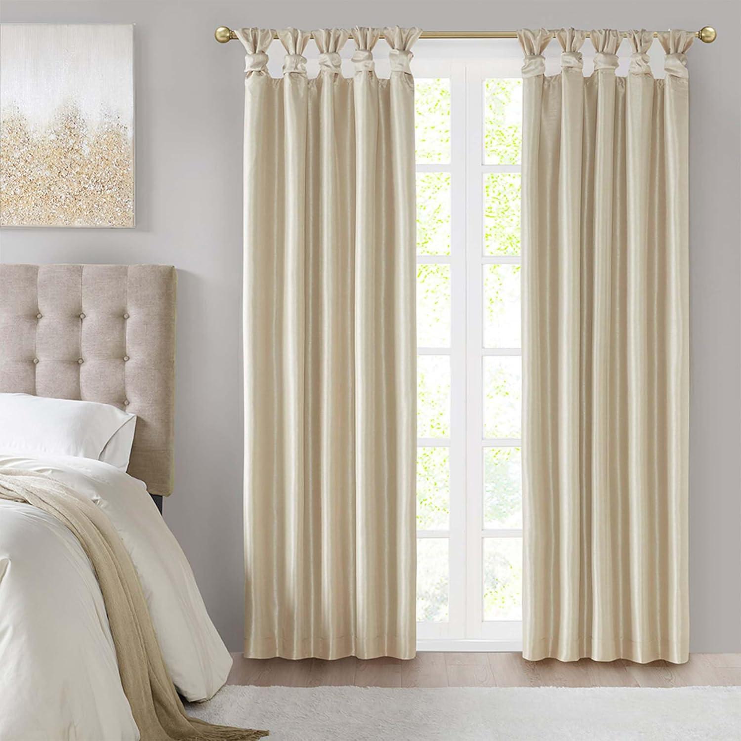 imageMadison Park Emilia Faux Silk Valance DIY Twist Tab Top Finish with Beads Window Valance Curtain for Living Room Bedroom and Dorm 26quotL x 50quotW BlushChampagne