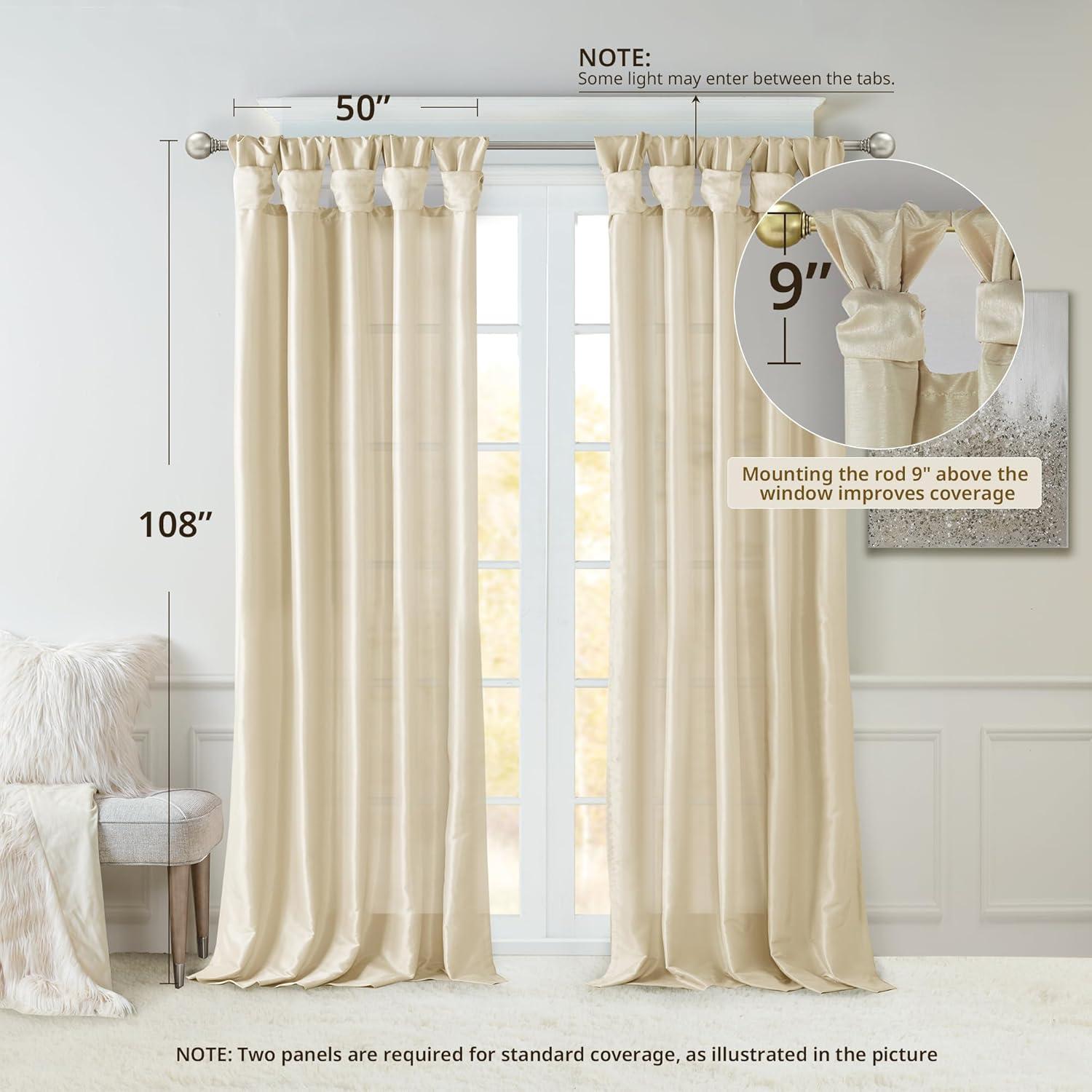 imageMadison Park Emilia Faux Silk Valance DIY Twist Tab Top Finish with Beads Window Valance Curtain for Living Room Bedroom and Dorm 26quotL x 50quotW BlushChampagne