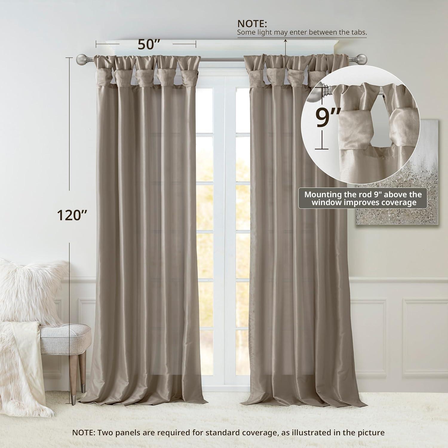 imageMadison Park Emilia Faux Silk Valance DIY Twist Tab Top Finish with Beads Window Valance Curtain for Living Room Bedroom and Dorm 26quotL x 50quotW BlushPewter