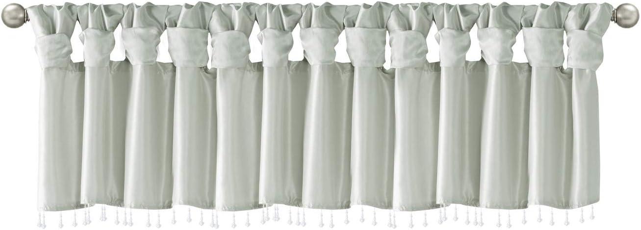 imageMadison Park Emilia Faux Silk Valance DIY Twist Tab Top Finish with Beads Window Valance Curtain for Living Room Bedroom and Dorm 26quotL x 50quotW BlushDusty Aqua