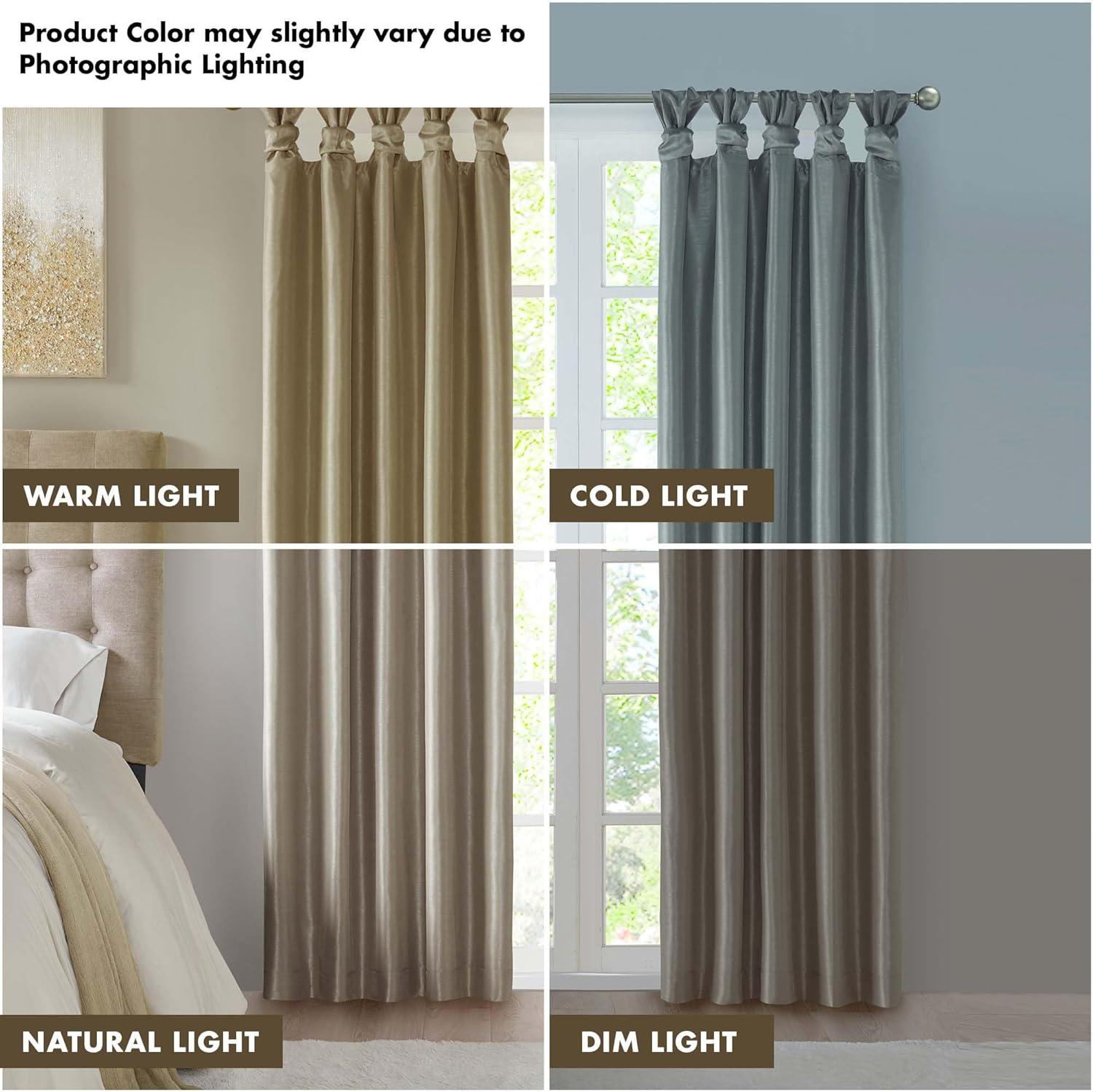 imageMadison Park Emilia Faux Silk Valance DIY Twist Tab Top Finish with Beads Window Valance Curtain for Living Room Bedroom and Dorm 26quotL x 50quotW BlushPewter