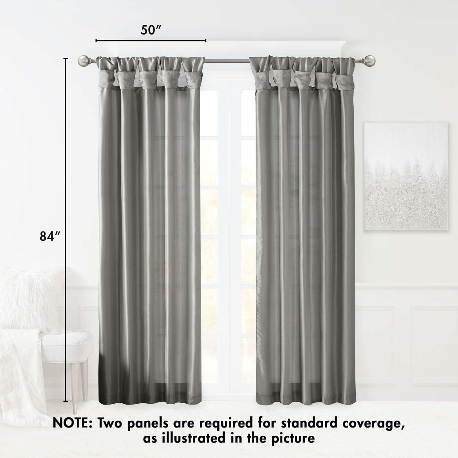 imageMadison Park Emilia Faux Silk Valance DIY Twist Tab Top Finish with Beads Window Valance Curtain for Living Room Bedroom and Dorm 26quotL x 50quotW BlushCharcoal