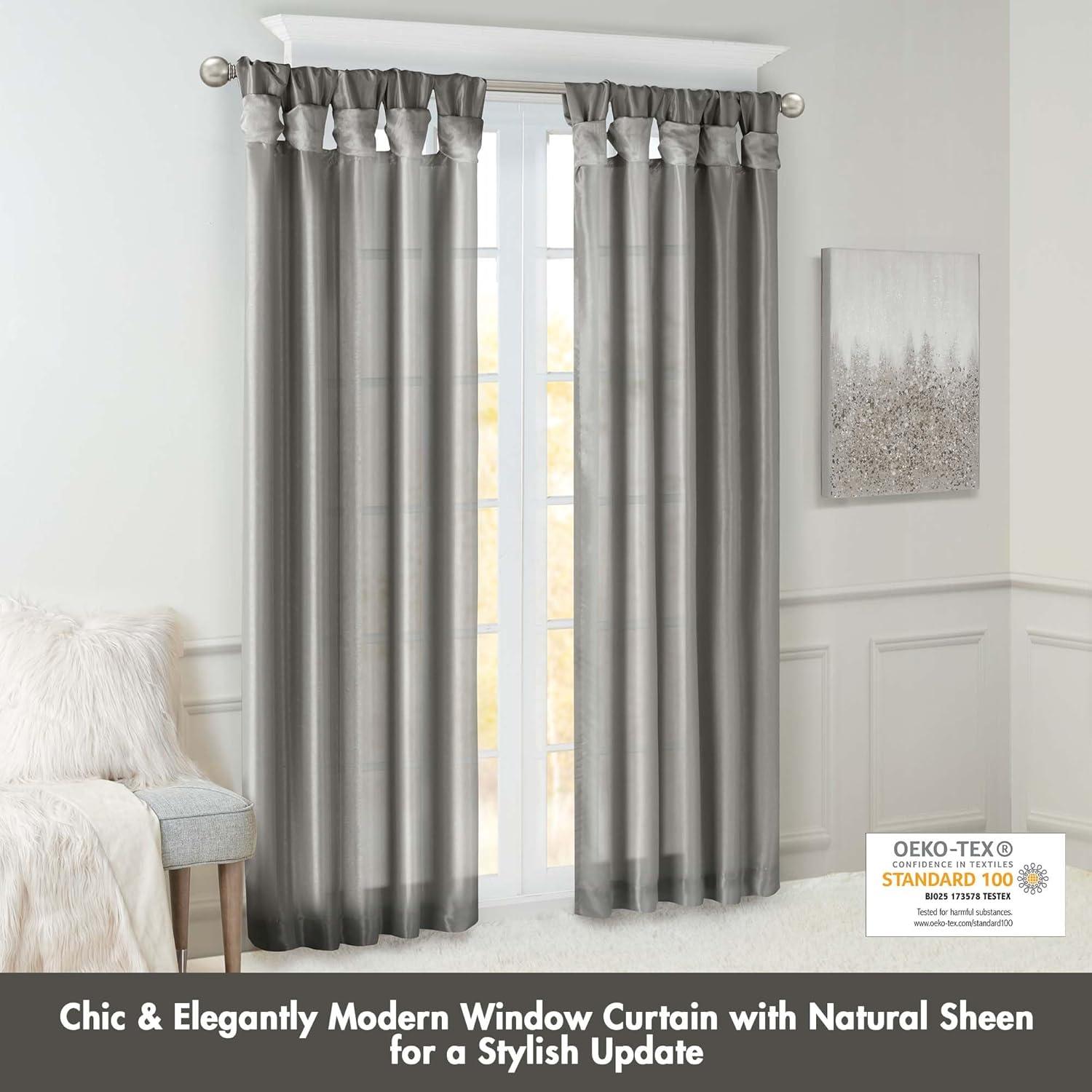 imageMadison Park Emilia Faux Silk Valance DIY Twist Tab Top Finish with Beads Window Valance Curtain for Living Room Bedroom and Dorm 26quotL x 50quotW BlushCharcoal