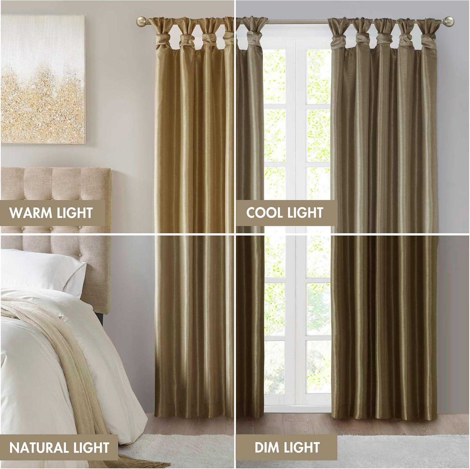 imageMadison Park Emilia Faux Silk Valance DIY Twist Tab Top Finish with Beads Window Valance Curtain for Living Room Bedroom and Dorm 26quotL x 50quotW BlushBronze