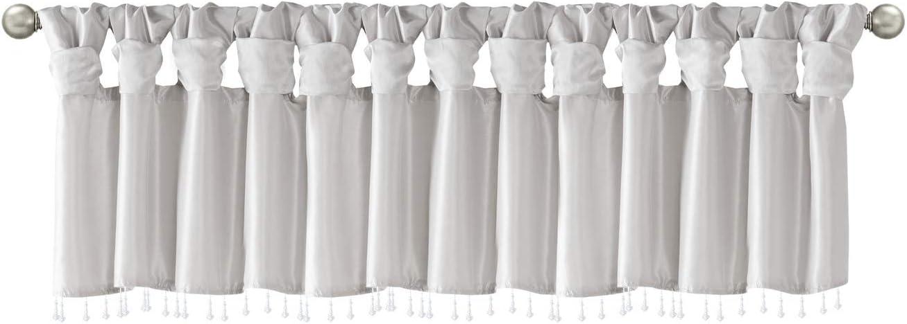 imageMadison Park Emilia Faux Silk Valance DIY Twist Tab Top Finish with Beads Window Valance Curtain for Living Room Bedroom and Dorm 26quotL x 50quotW BlushSilver