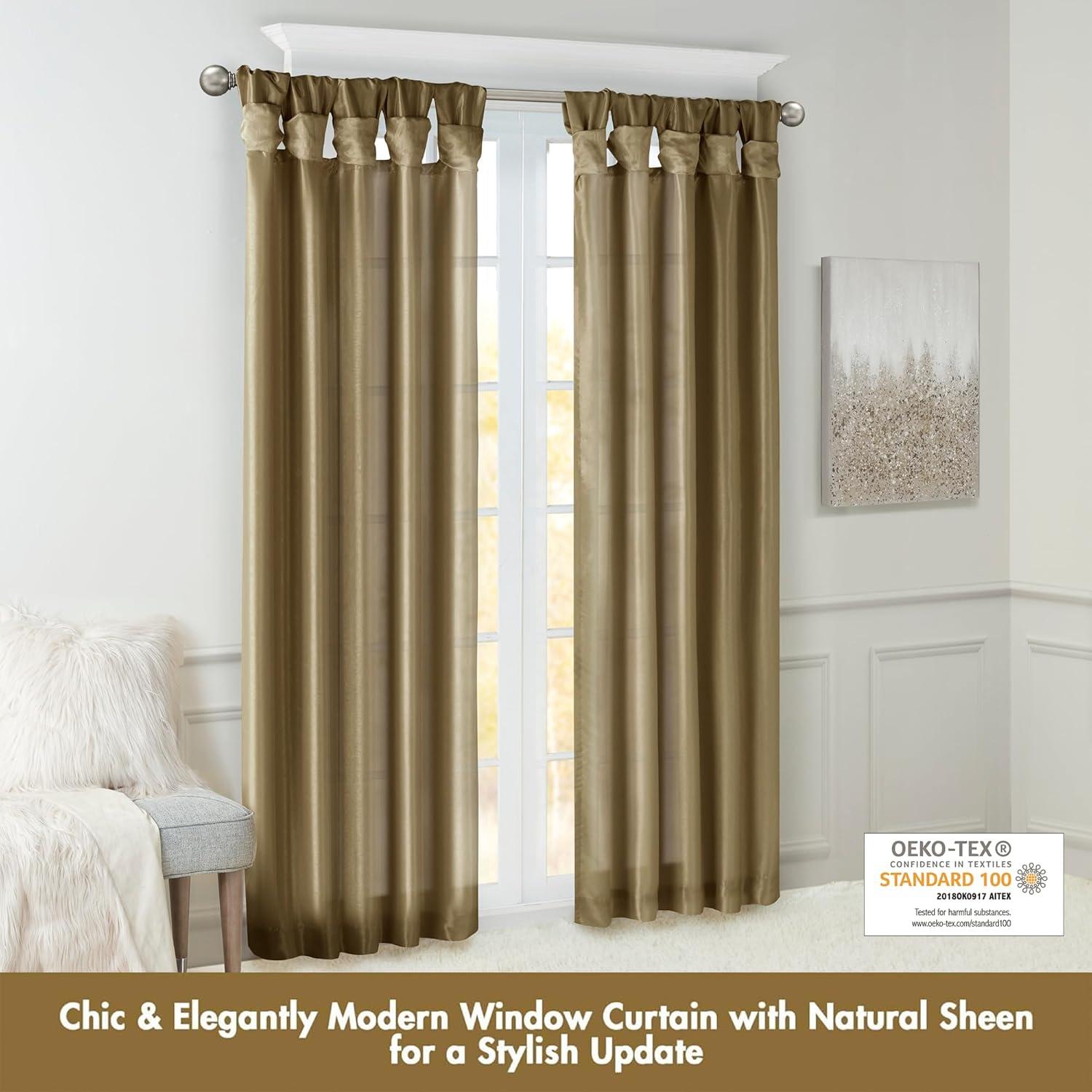 imageMadison Park Emilia Faux Silk Valance DIY Twist Tab Top Finish with Beads Window Valance Curtain for Living Room Bedroom and Dorm 26quotL x 50quotW BlushBronze
