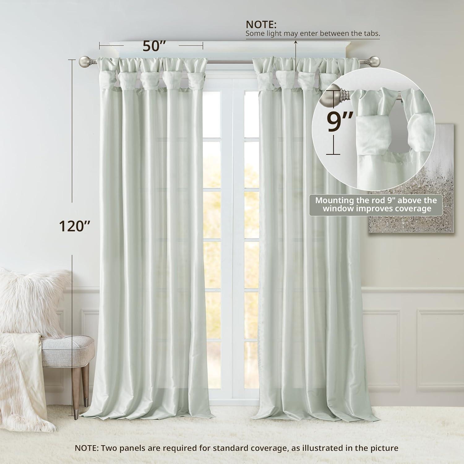 imageMadison Park Emilia Faux Silk Valance DIY Twist Tab Top Finish with Beads Window Valance Curtain for Living Room Bedroom and Dorm 26quotL x 50quotW BlushDusty Aqua