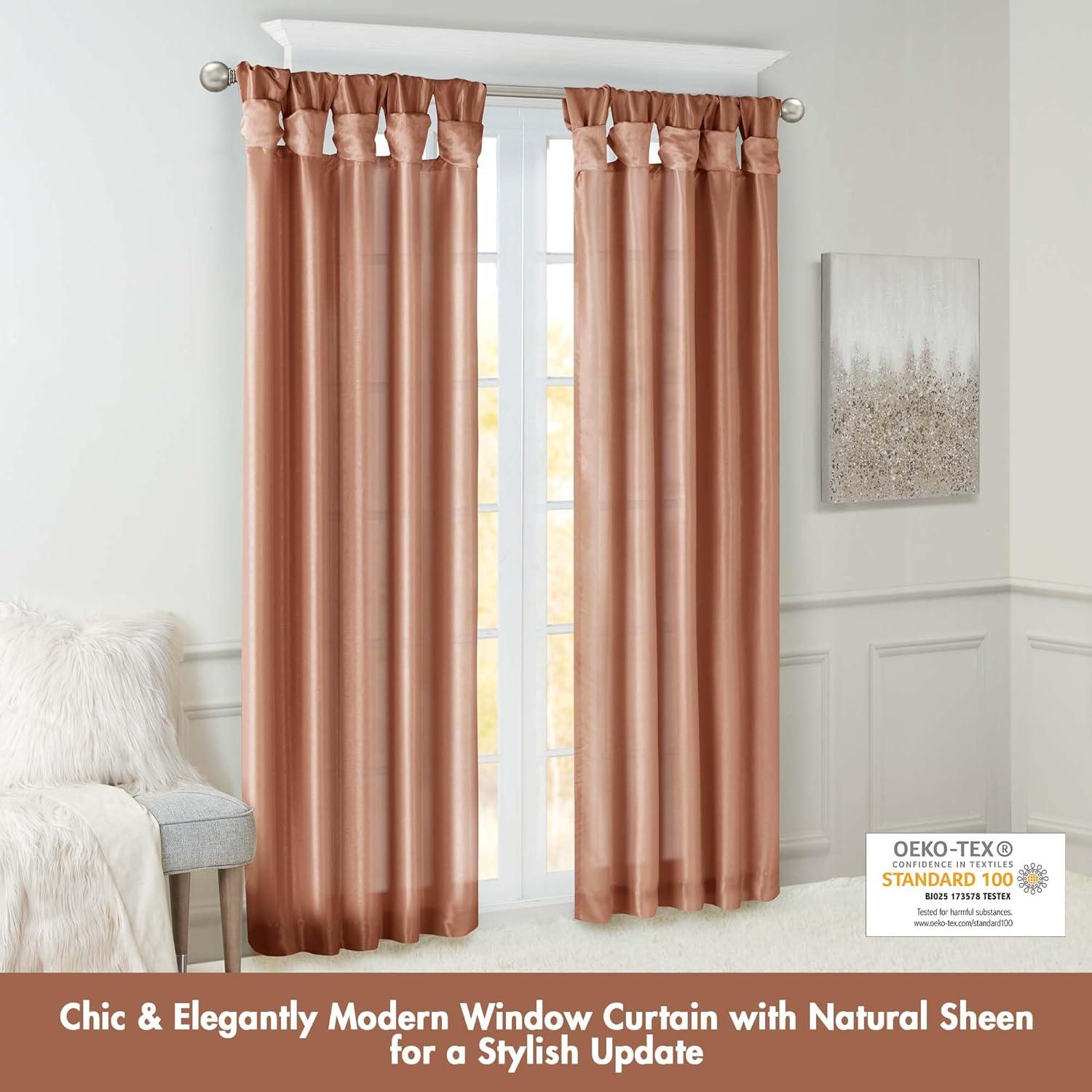 imageMadison Park Emilia Faux Silk Valance DIY Twist Tab Top Finish with Beads Window Valance Curtain for Living Room Bedroom and Dorm 26quotL x 50quotW BlushSpice